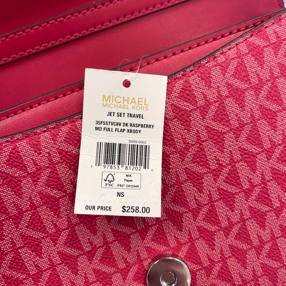 MICHAEL KORS Jet Set Signature Logo Crossbody Bag
Dark Raspberry 
NWT - Picture 11 of 16